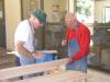 Scott Butler and Richard Brewer discuss ways to assemble headboards.
