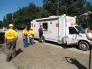 This Oklahoma Baptist Disaster Relief Unit was taking a lunch break using the services of the Salvation Army support truck.