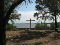 A shot of the Prayer Garden and Lake Corpus Christi.